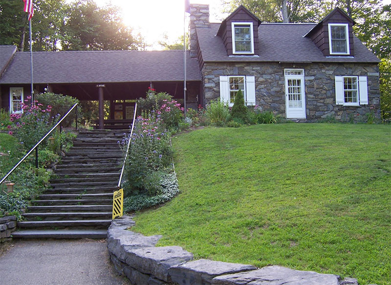The stone park house and office was built by the Civilian Conservation Corps (CCC)