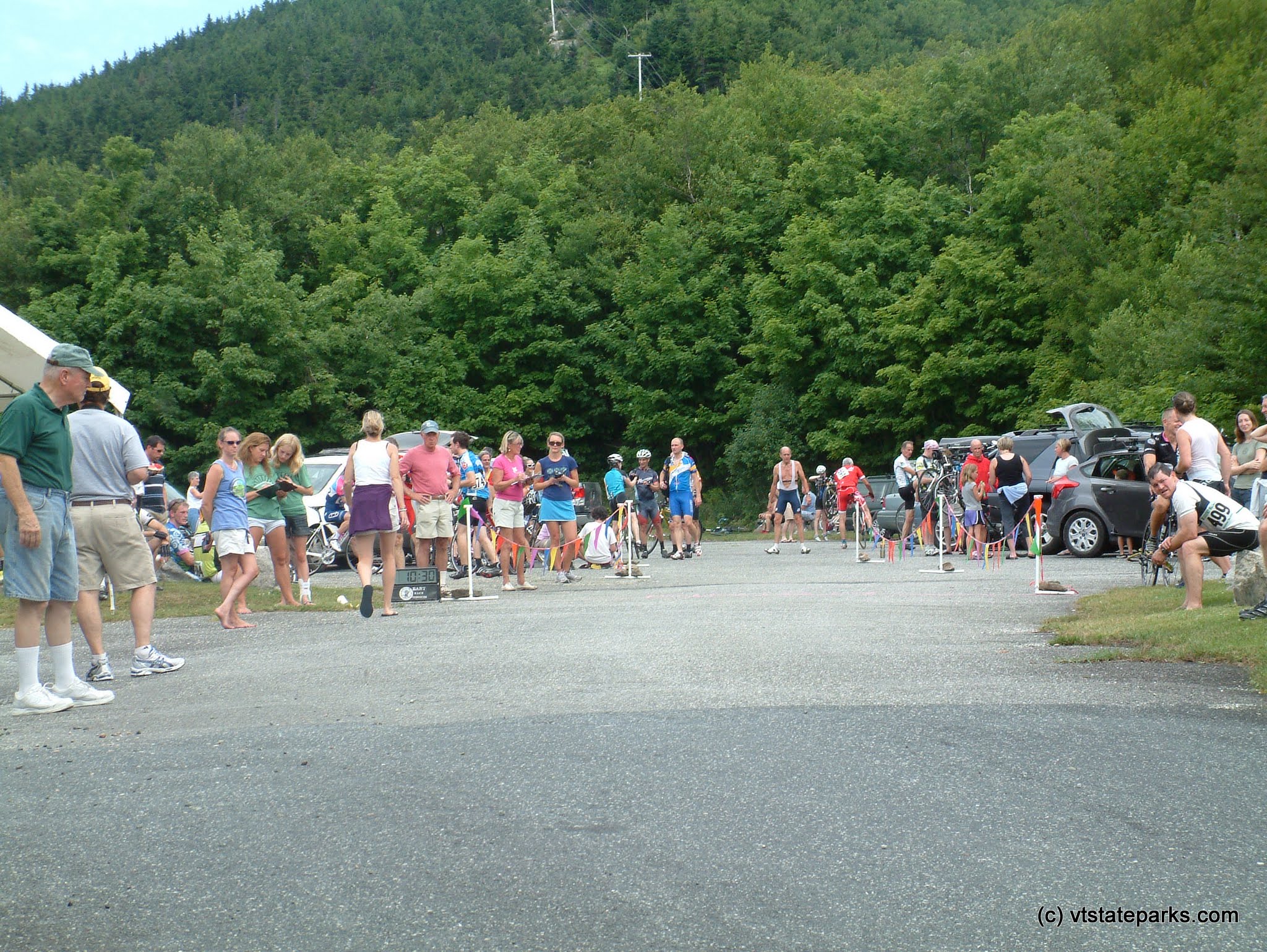 Group at the Hill Climb finish line at Mt. Ascutney State Park by Caitlin Vollmann