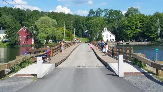 Swimming and fishing floating bridge close to Allis State Park by Matt Parsons