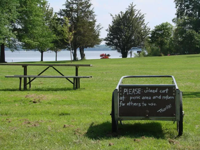 Carts at Knight Point State Park make it easy to haul your gear, by Sara Hayes