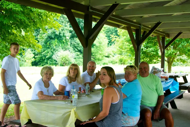 Picnic pavilion at Knight Point State Park by Amy Chess