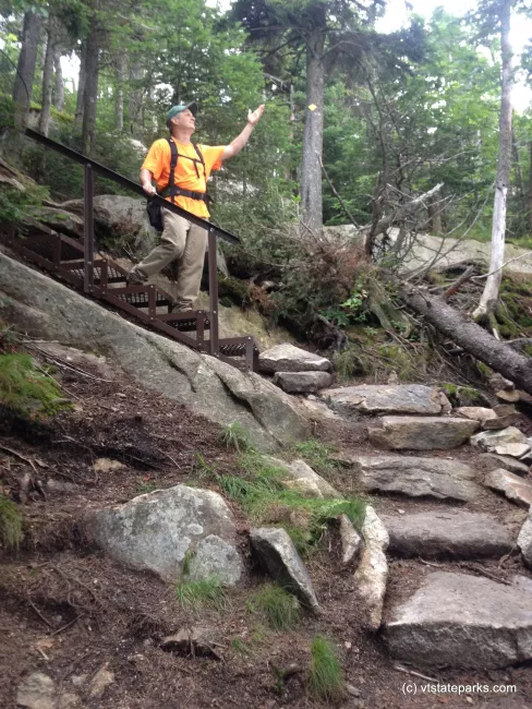 Trail crew on walkway at Mt. Ascutney State Park by Sherry Winnie