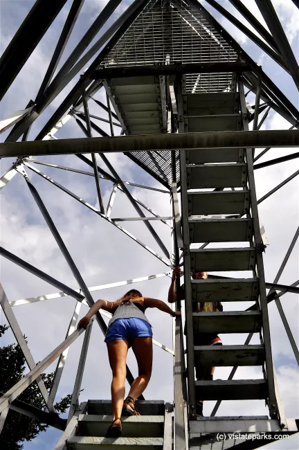 Climbing the fire tower at Allis State Park by Summer Wuerthner