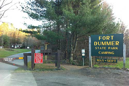 The entrance sign at Fort Dummer State Park