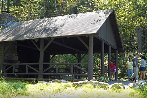 The CCC-built picnic pavilion on Owl's Head in the Groton Forest