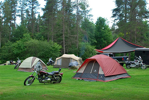 Group camping with motorcycles at New Discovery State Park