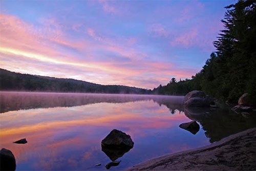 A beautiful sunset at Ricker Pond State Park