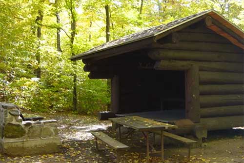 A log lean-to built by the CCC