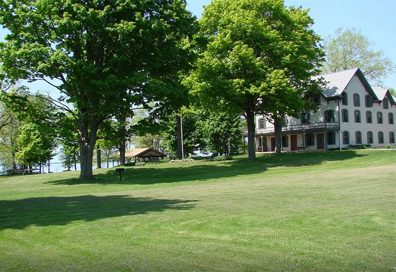 The Rocky Point House lawn, with pavilion visible in the background