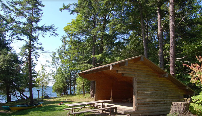 The Cedar Cove lean-to has a commanding view of the lake