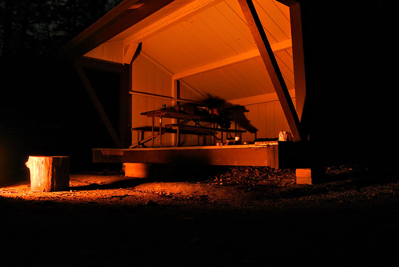 Lean-to at night