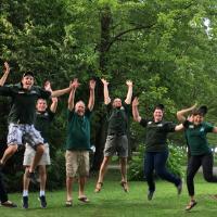 Parks staff jump for joy.