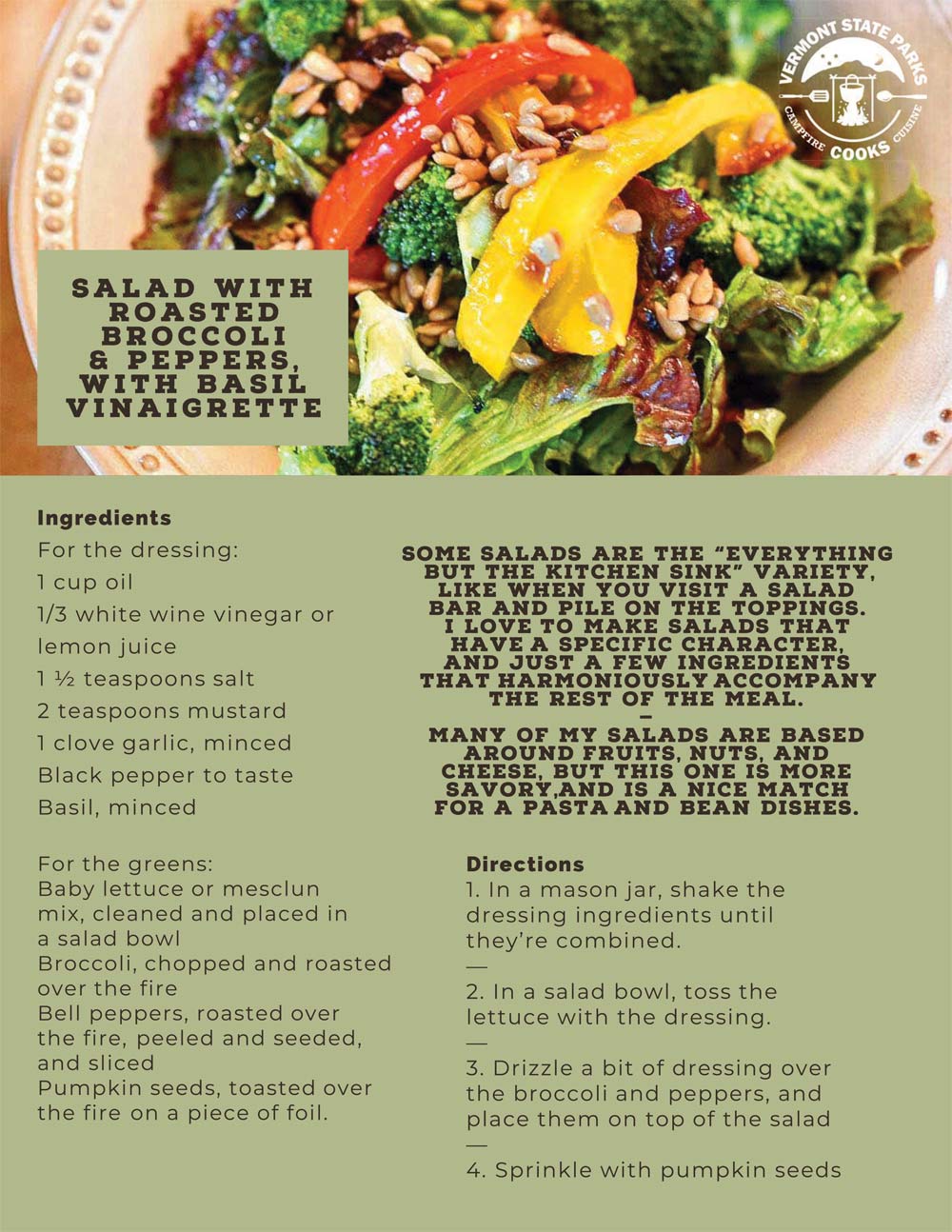 Salad with Roasted Broccoli & Peppers with Basil Vinaigrette
