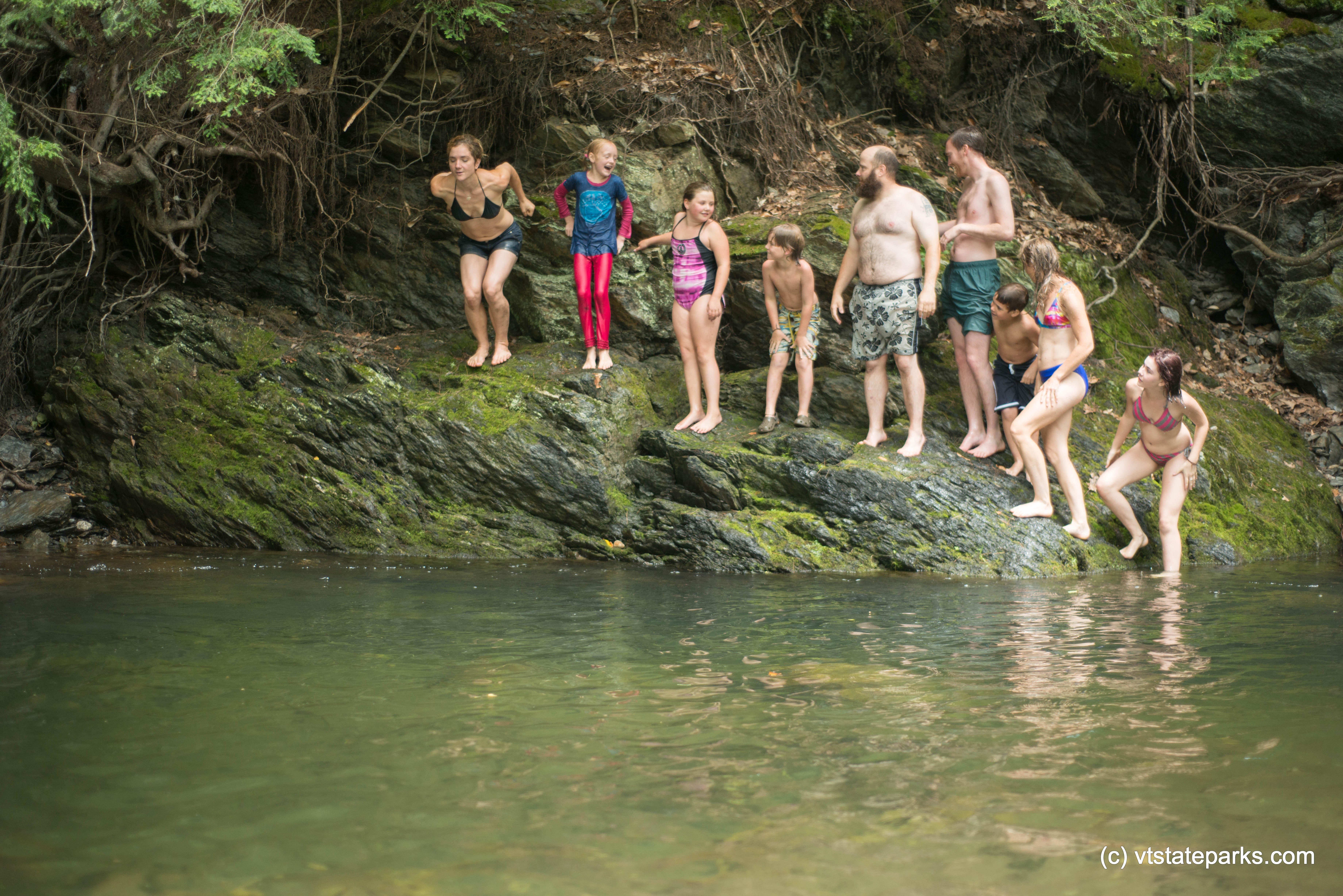 Preparing to jump in the water at Fort Dummer State Park