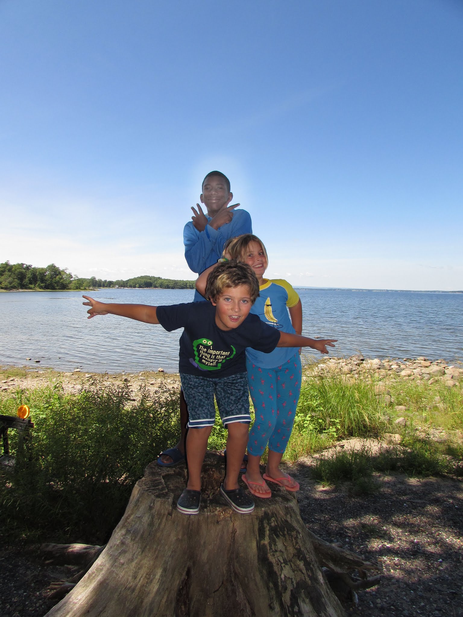 Posing on a stump at Kamp Kill Kare State Park
