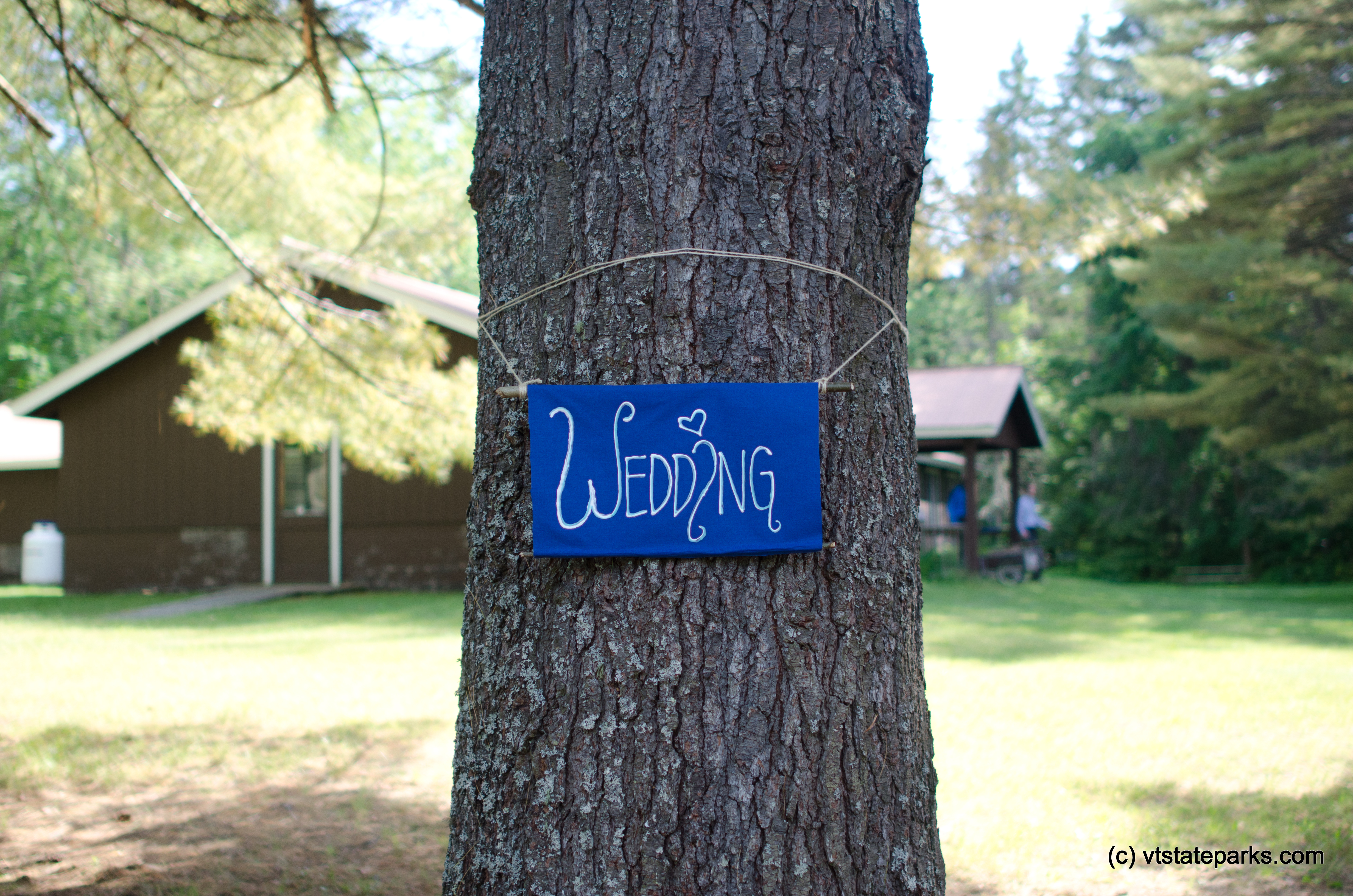 Wedding sign at Camp Plymouth State Park by Molly Stromoski