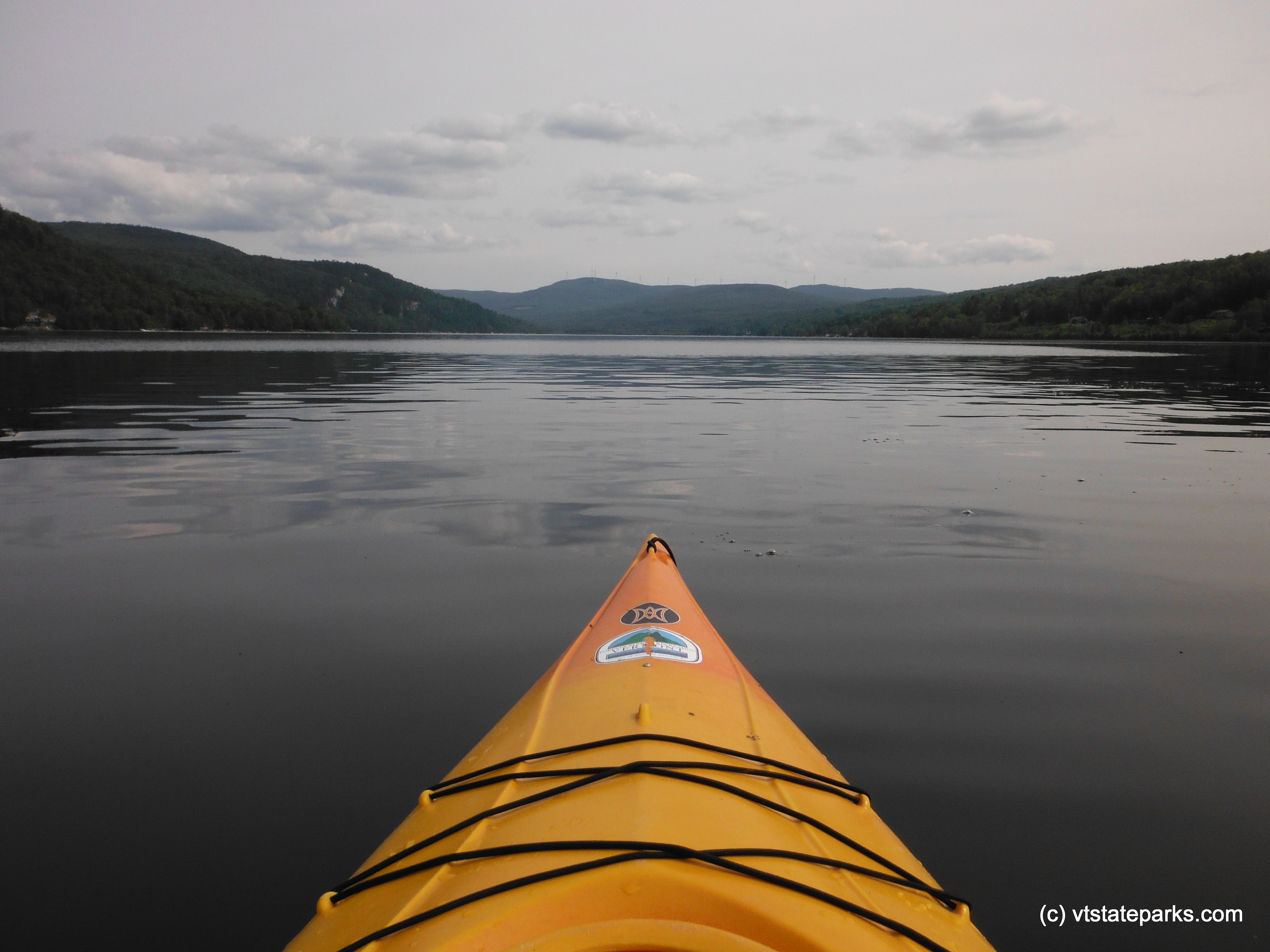 A kayak moves over the water, Crystal Lake State Park