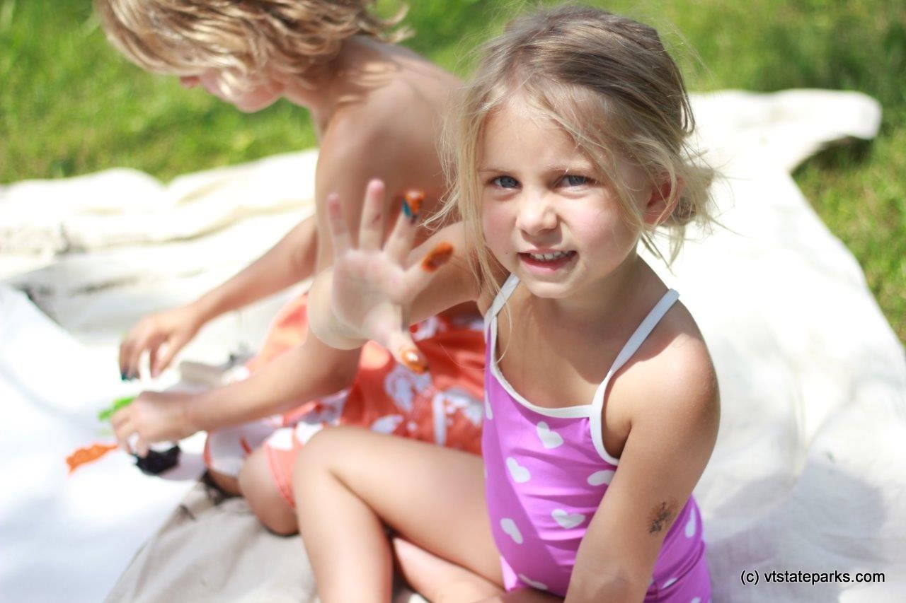 Finger painting at Waterbury Center State Park