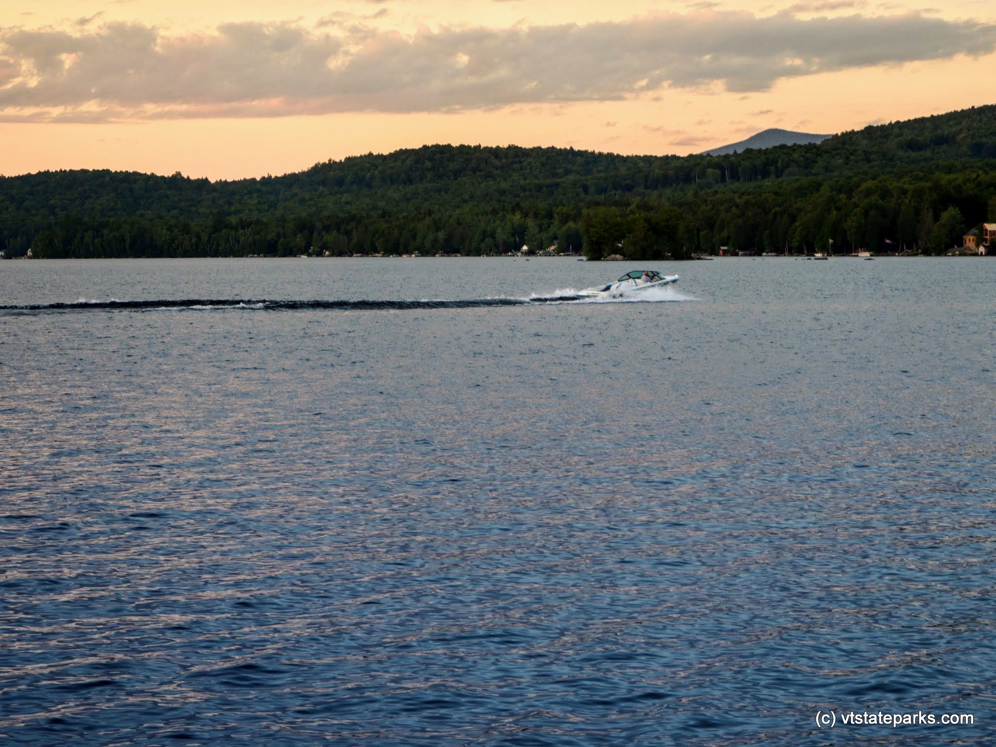Motoroboat seen from Maidstone State Park by Kristy Willey