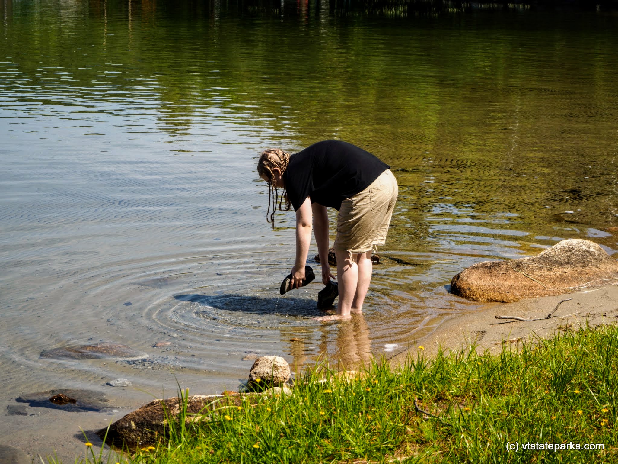 Rinsing off my shoes at Maidstone State Park by Kristy Will;ey