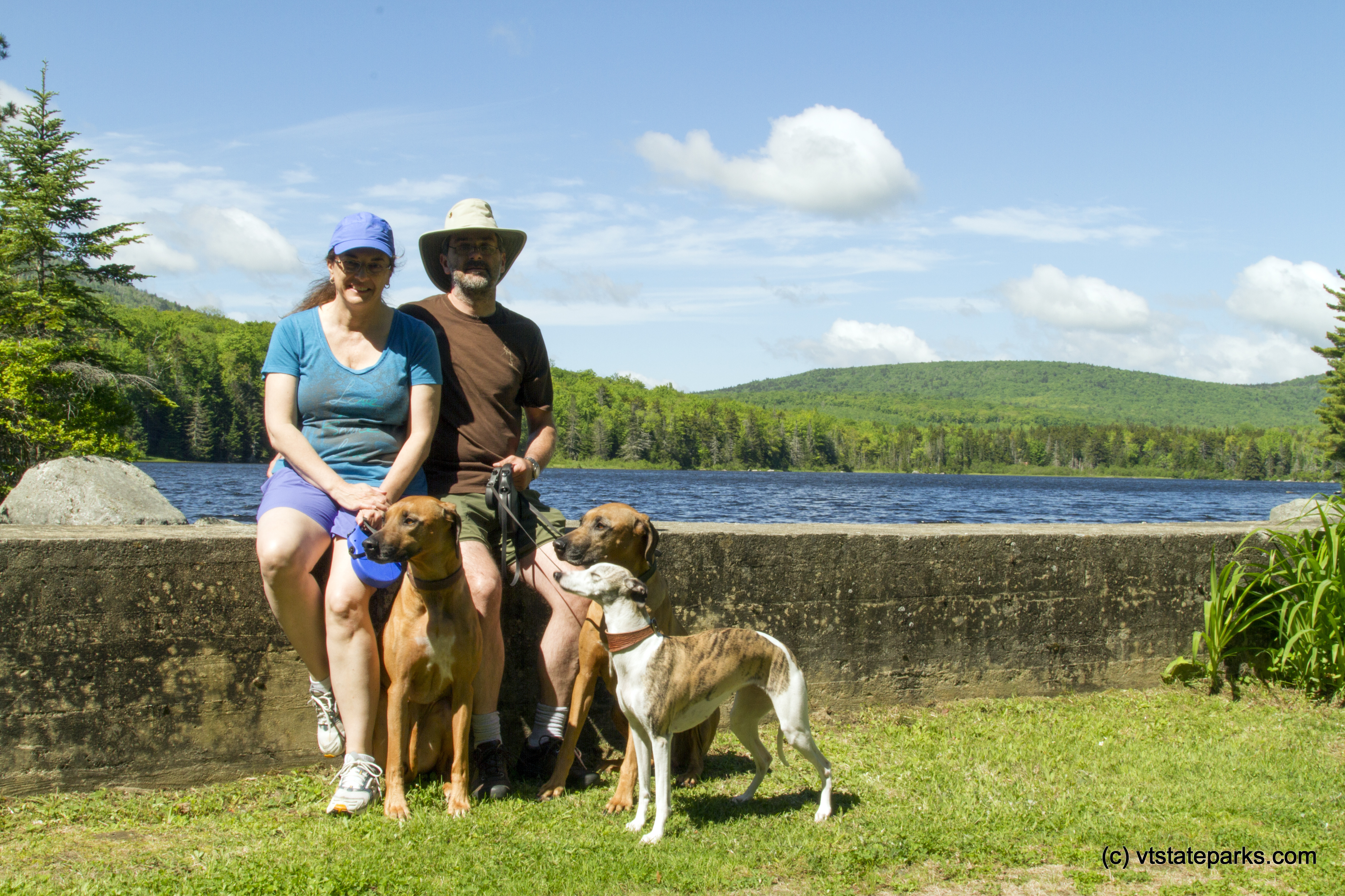 Mom Dad and three pups enjoying Seyon Lodge State Park by Karalyn Mark