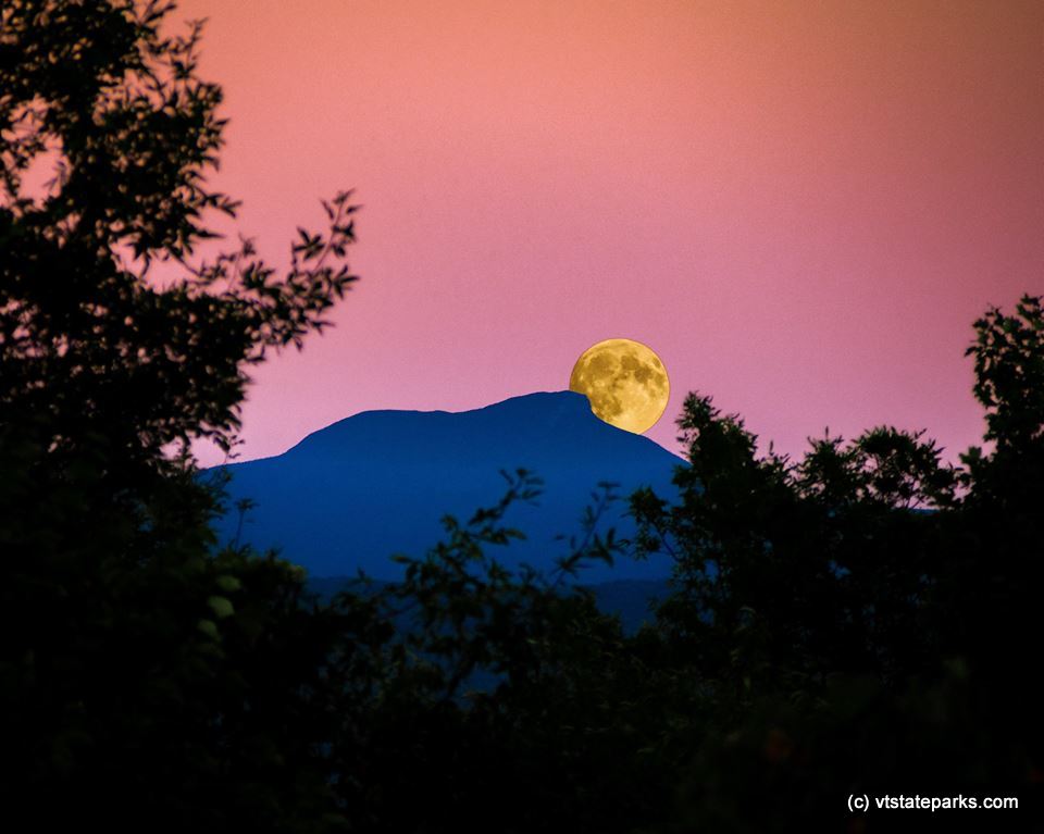 Moonrising, sunsetting at Mt Philo State Park by Semuskie