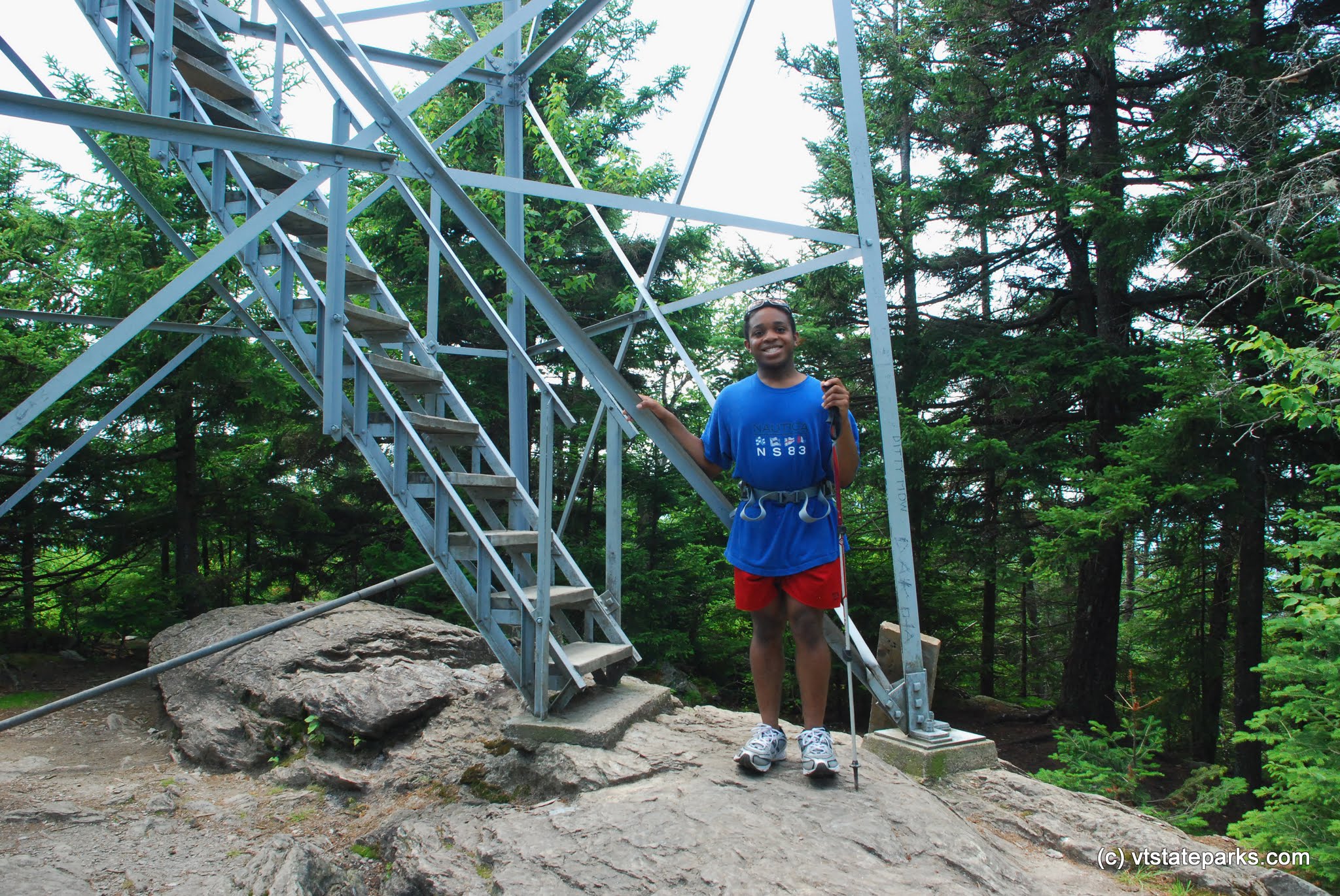 Ready to go up the fire tower at Elmore State Park by Linda Carlsen Sperry