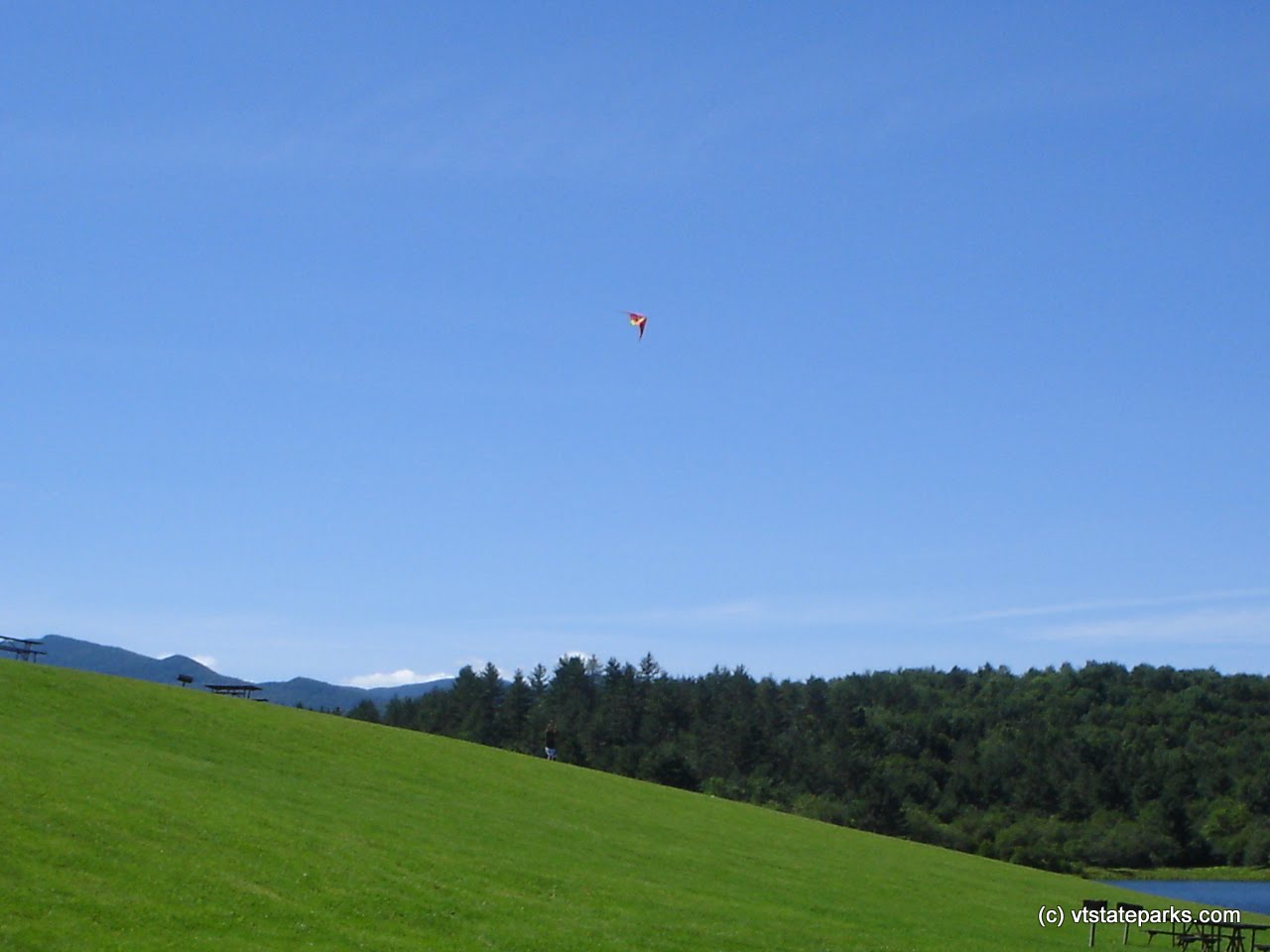 Flying kites at Waterbury Center State Park