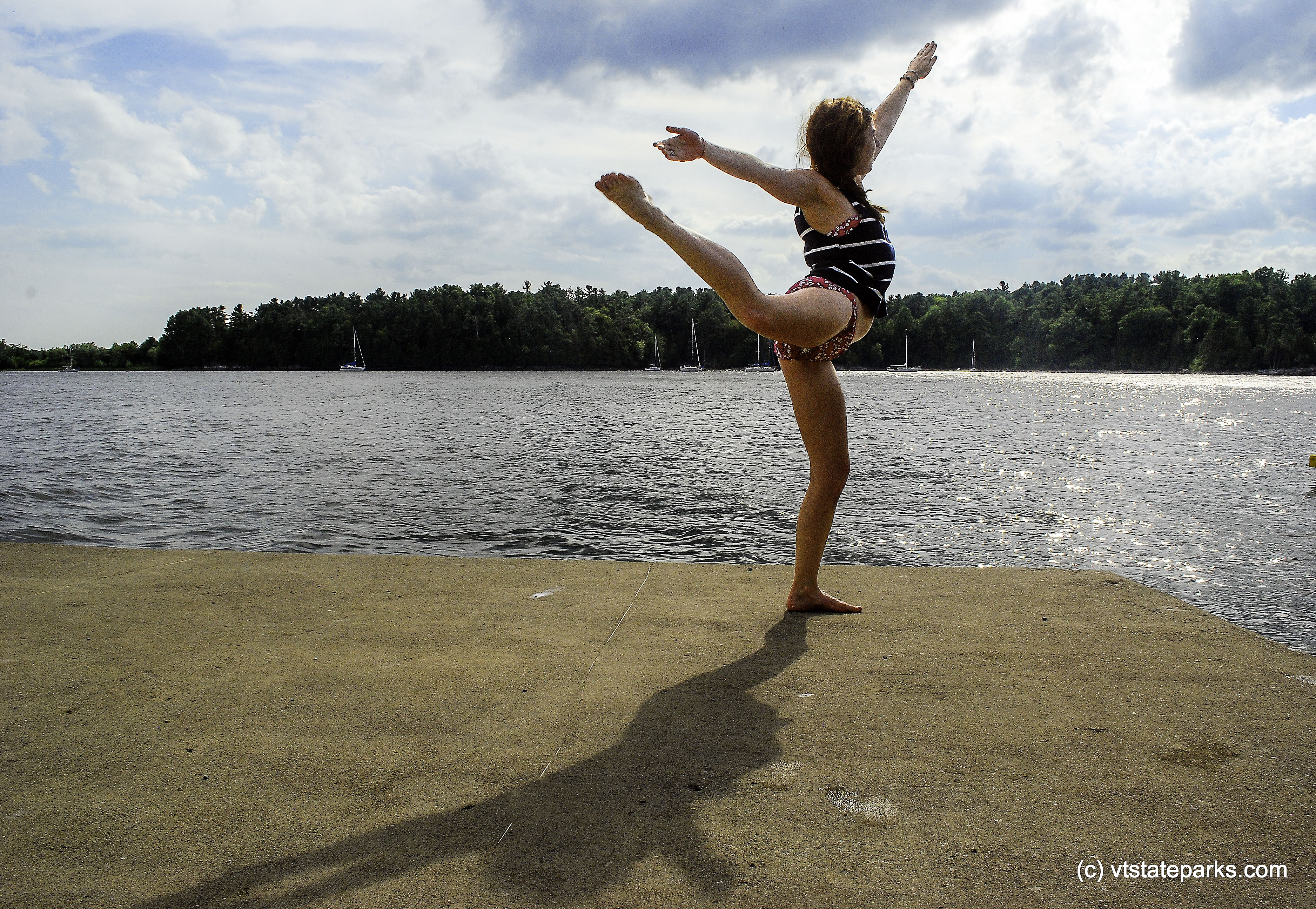 Striking a (yoga) pose at Kingsland Bay State Park by Carolyn Dean