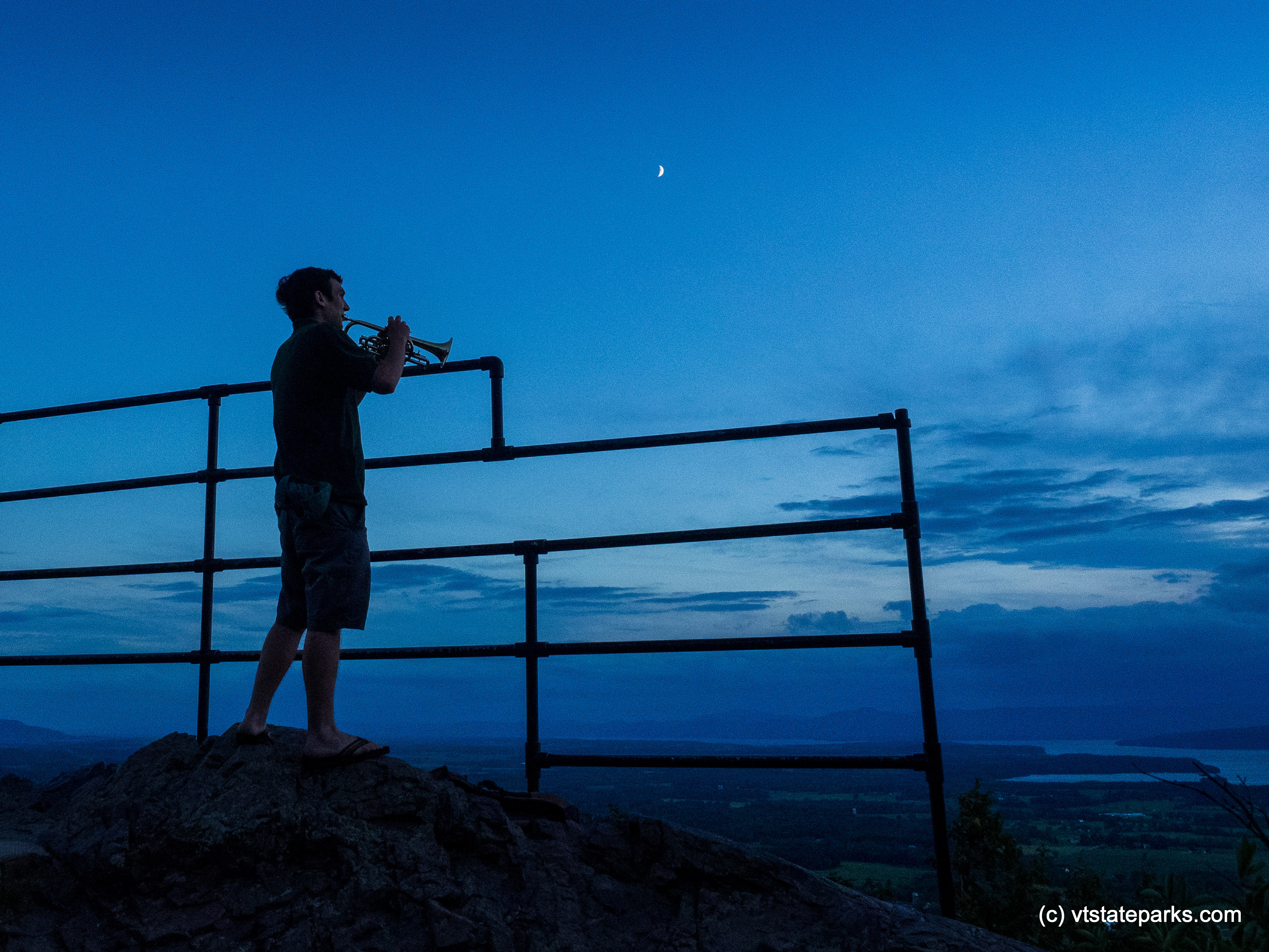 Sun has gone moon is up to taps at Mt Philo State Park by Stan Semuski