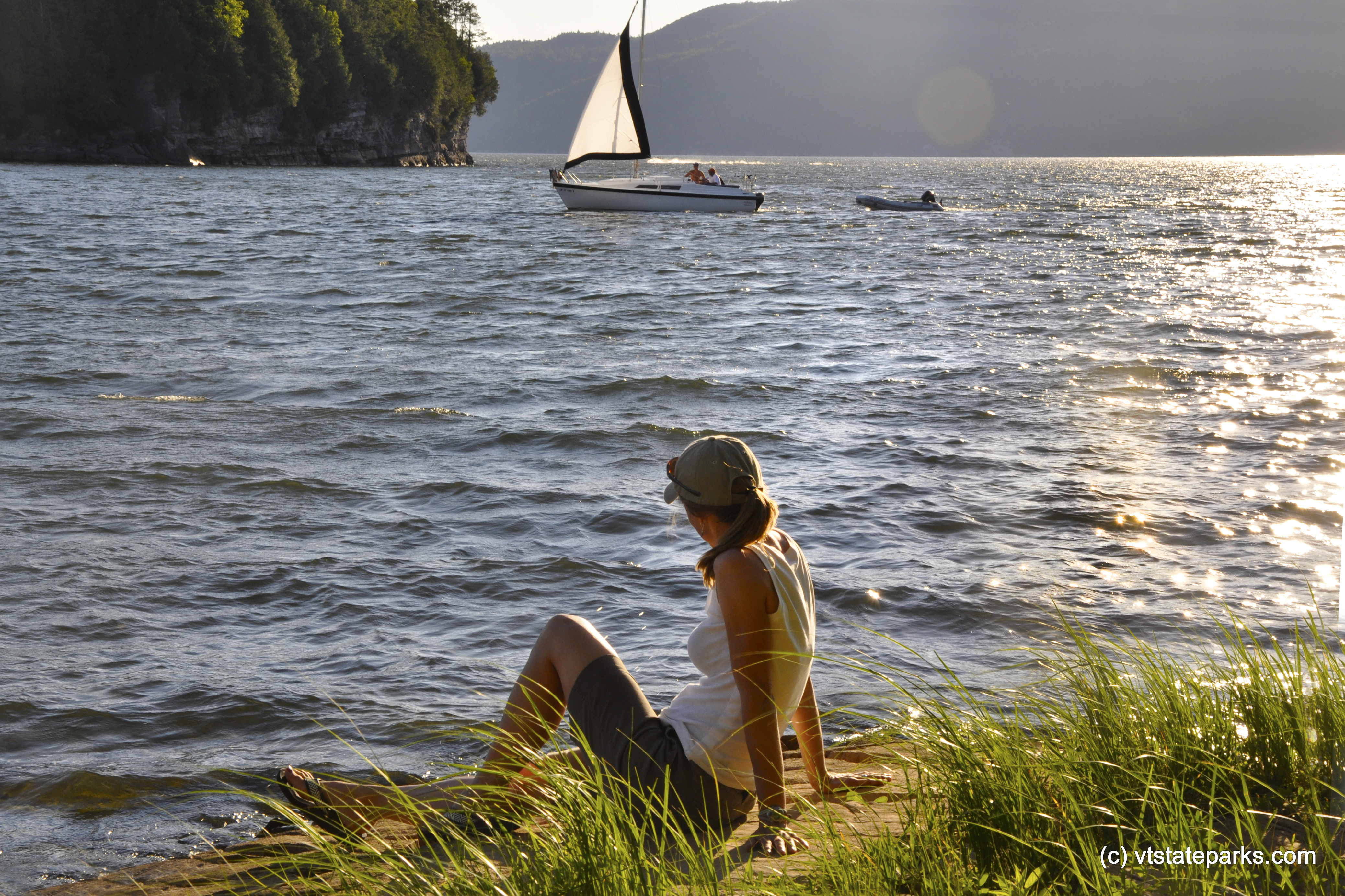 Watching a sailboat come in at Kingsland Bay State Park by Julia Parent