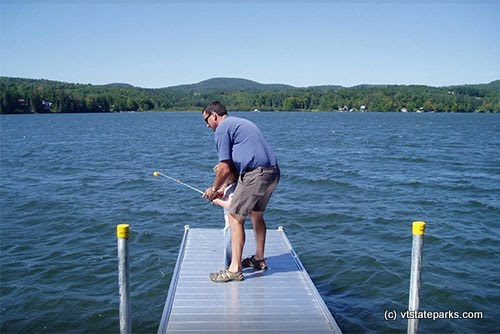 Fishing off the ramp at Stillwater State Park
