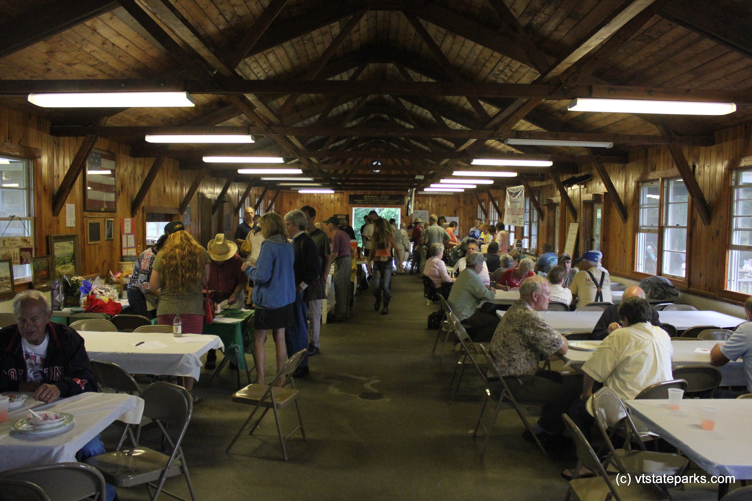 Inside the Harwood Pavilion perfect for celebrating anythin at Camp Plymouth State Park