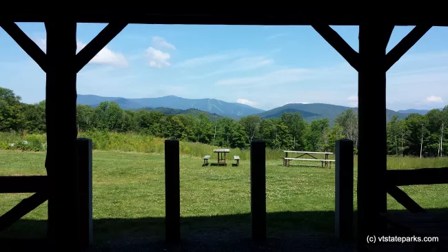 View looking out of the Bradley Hill shelter by Ellen McCarron