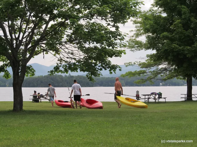 Preparing to kayak at Lake Bomoseen