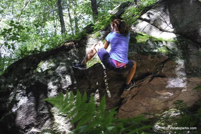 Bouldering at Gifford Woods State Park by Carolyn Dean