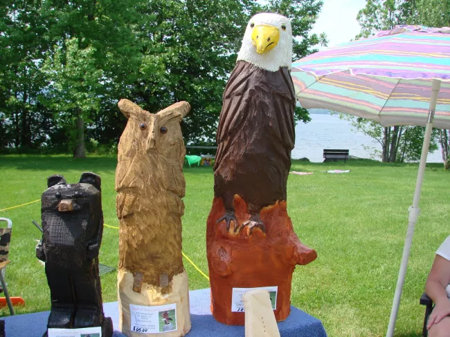 Chain saw art program by Mark LeClair at Lake Carmi State Park by Sara Hayes