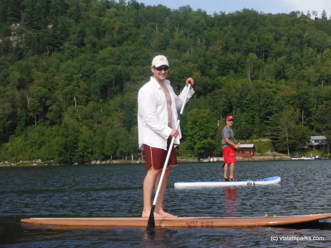 Stand-up paddleboarding fun at Crystal Lake State Park