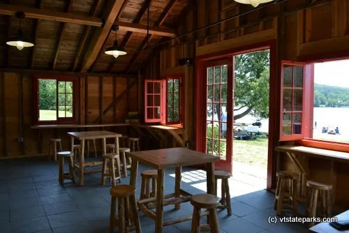 Inside the beach house cafe at Elmore State Park by Alexandra Martin