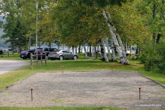 A horseshoe pit awaits players at Crystal Lake State Park