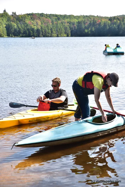 Preparing to paddle at Woodford State Park by Bill Steele