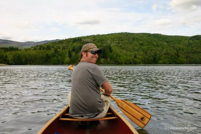 Happy paddler on Waterbury Reservoir, Little River State Park by Lene Gary
