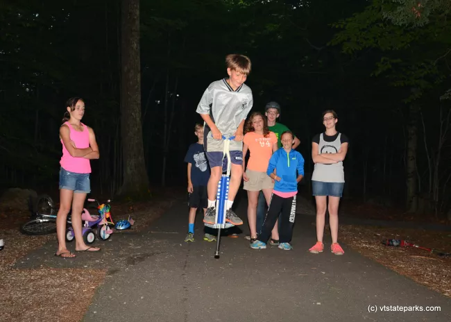 Night picture of kids playing at Emerald Lake State Park by Gary Bouchard