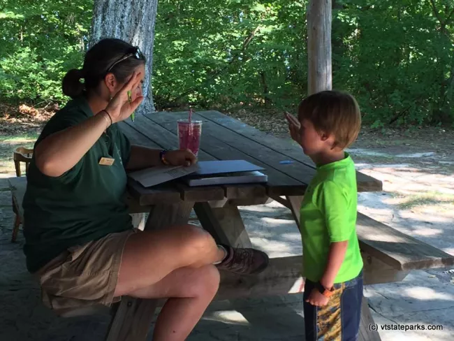 Junior ranger swearing in at Button Bay State Park by Higgins