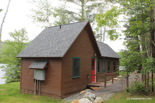 Exterior of Perry Merrill cottage at Ricker Pond State Park
