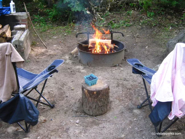 Campfire and blueberries at Big Deer State Park by Matt Parsons