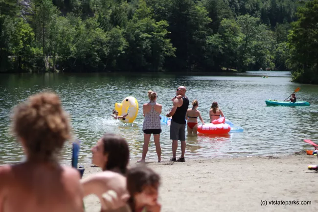 Friends and family enjoy the beach at Emerald Lake State Park by Cara Goodenough