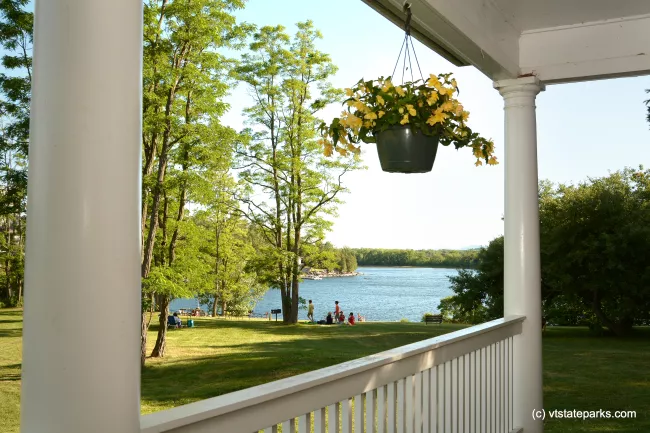 Porch view of the water at Kingsland Bay State Park by Gary Bouchard