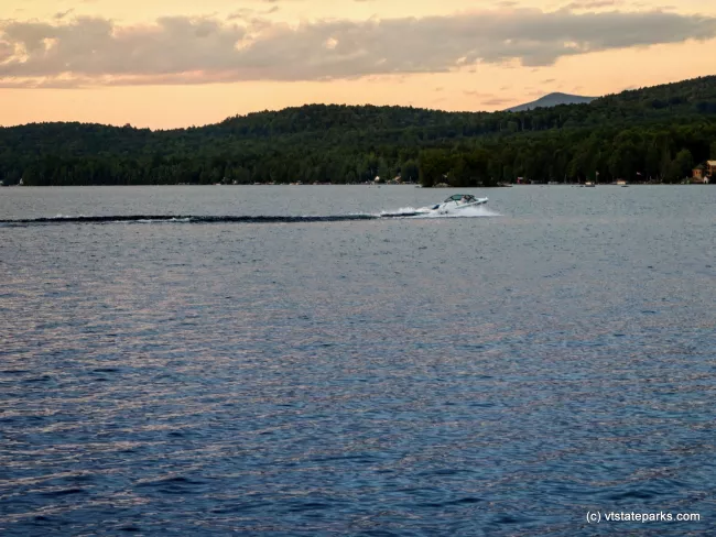 Motoroboat seen from Maidstone State Park by Kristy Willey
