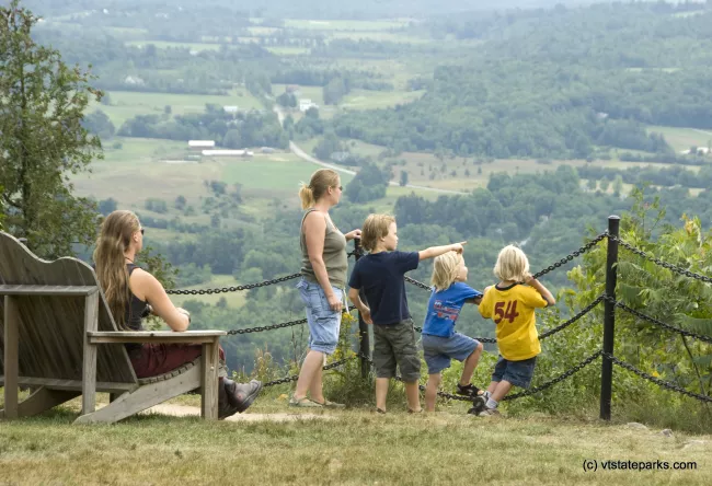 Mt Philo:The Kuntz-Duckless family of Burlington enjoys a hike up Mt Philo State Park. Photo by Karen Pike